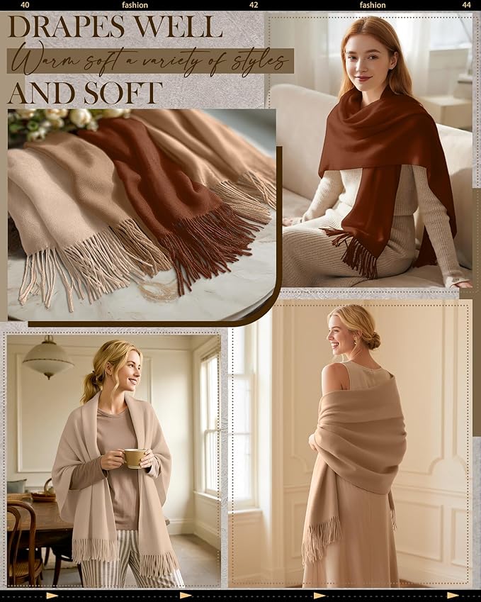 Oakgarden 3 Pack Winter Scarf for Women Pashmina Scarves Shawl Wraps Bridesmaid Gifts for Evening Dresses