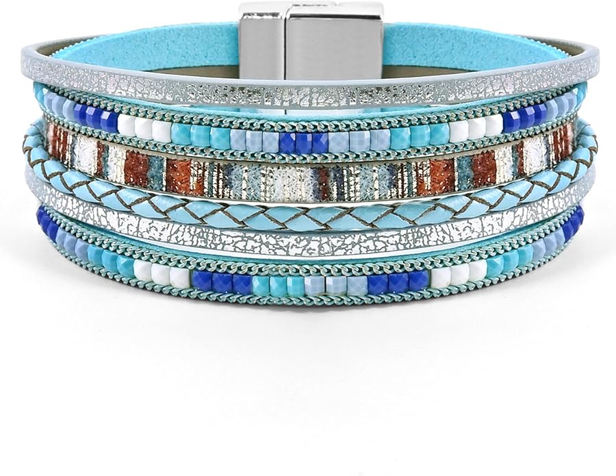 VIBILIA Boho Leather Wrap Bracelets for Women Multi-Layer Bracelets with Strong Clasp Jewelry for Women