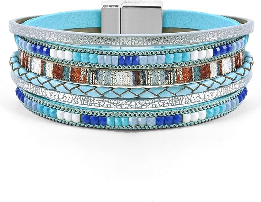 VIBILIA Boho Leather Wrap Bracelets for Women Multi-Layer Bracelets with Strong Clasp Jewelry for Women