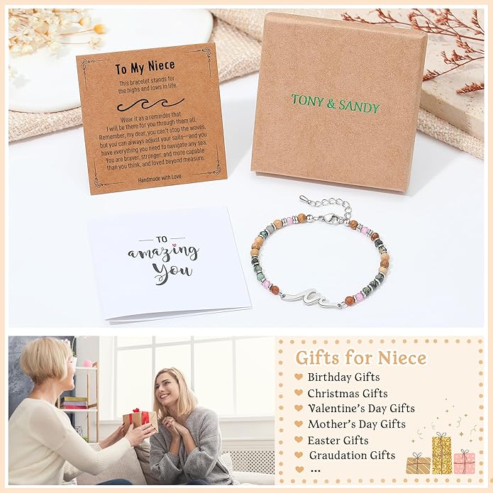 TONY & SANDY Friend Gifts for Women, Stocking Stuffers for Women, Sister Gifts from Sister, Wave Bracelet, Birthday Gifts for Woman, Bestie Friendship Bracelets, Unique Gifts for Her