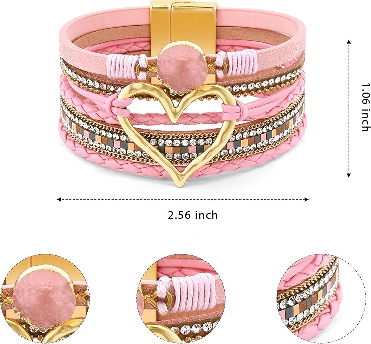 VIBILIA Boho Leather Wrap Bracelets for Women Multi-Layer Bracelets with Strong Clasp Jewelry for Women