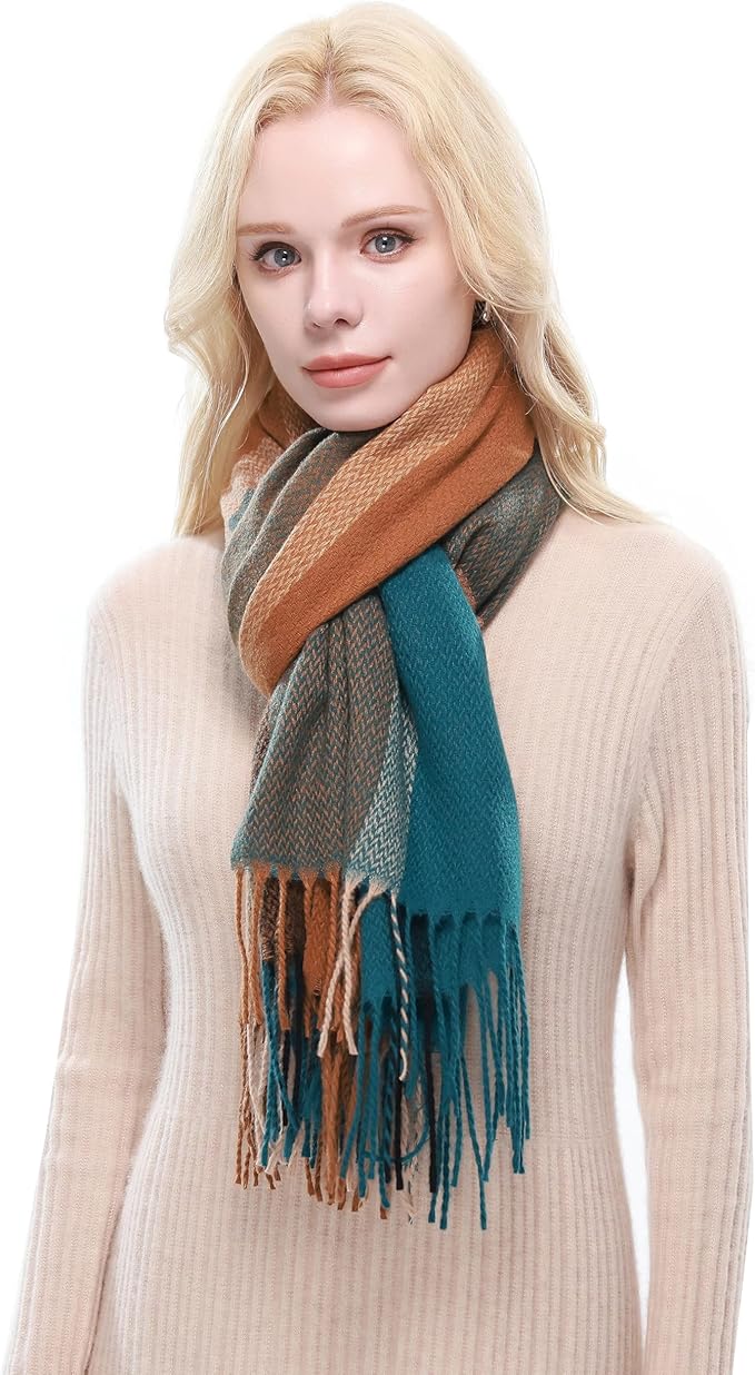 RIIQIICHY Plaid Scarf for Women Fall Winter Pashmina Scarves Wraps for Cold Weather Warm Large