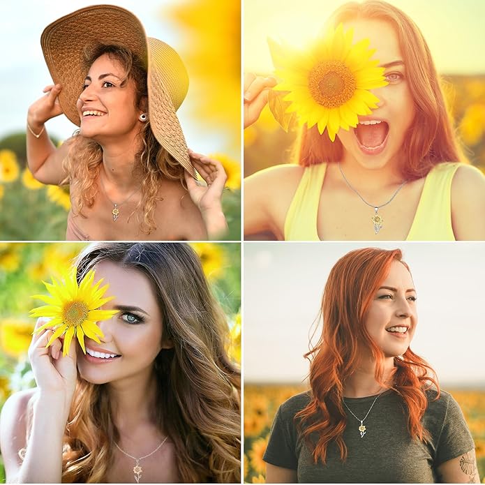 Tarsus Sunflower Necklace, You are My Sunshine, Sunflower Gifts Ideas for Women, Inspirational Gifts for Women Teen Girls Birthday Christmas Valentines Day