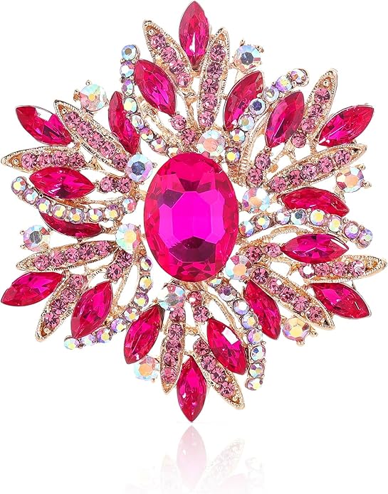 YOQUCOL Sunflower Shape Crystal Big Large Heavy Brooch Pin Rhinestone Scarf Decoration Corsage Cloth Pin for Women Girls