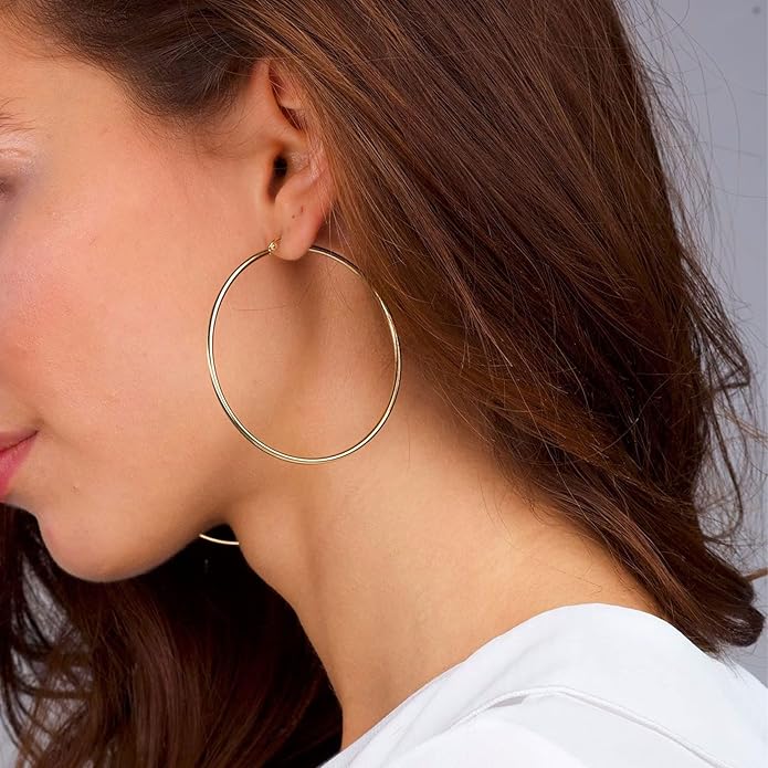 925 Sterling Silver Earrings Large Rhinestone Hoop Earrings Big Cubic Zirconia Hoop Earrings Thin Rhinestones Round Hoop Earrings for Women 20/30/40/50/60/70mm Sparkly Hoops With Crystals for Womens