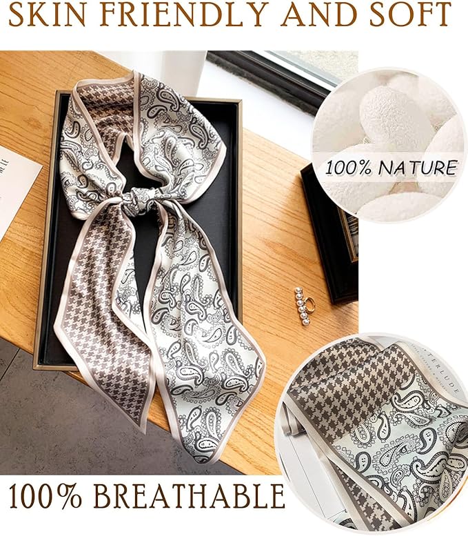 Dailyacc Hair Scarf for Women Fashion Silky Satin Headscarf Wrap Breathable Lightweight Neck Scarves For Handbag