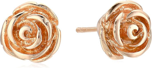 Amazon Essentials 925 Sterling Silver Rose Gold Earrings for Women, Nickel-Free Hypoallergenic Jewelry Gift, Push Back Stud Earrings