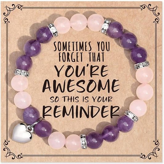 jewelrycard Sometimes You Forget Your Awesome Bracelets for Women, Birthday Christmas Gifts for Women Stocking Stuffers for Teen Girl Gifts Trendy Stuff, Inspirational Jewelry for Women Girls