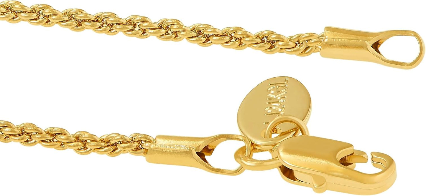 LIFETIME JEWELRY Womens Gold Anklet 1mm Rope Chain Ankle Bracelet 24k Real Gold Plated