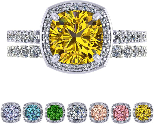 NANA Jewels Sterling Silver Engagement Rings for Women - Choose Simulated Morganite, Citrine, Aquamarine & More