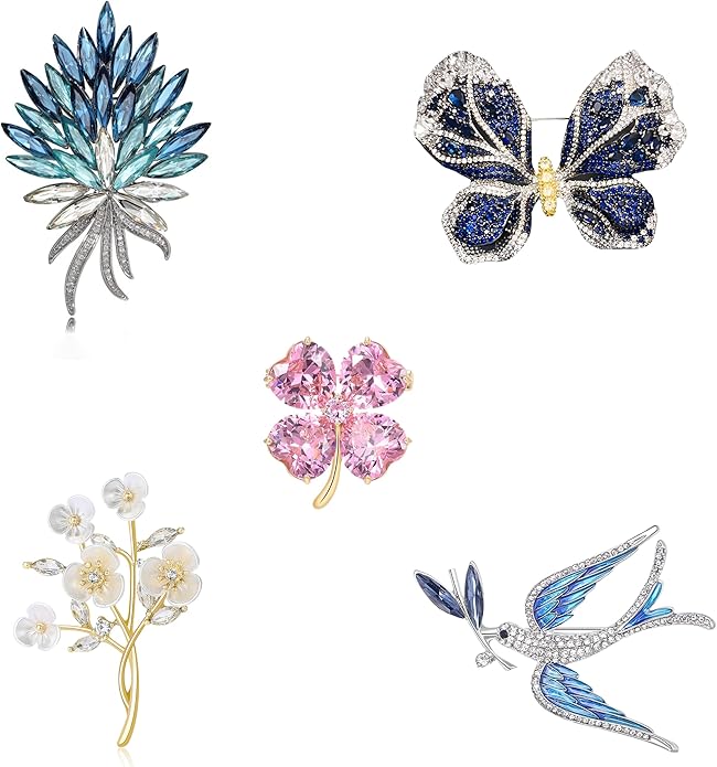 Brooch Set Gift Box for Women Rhinestone Zircon Animal Pin Christmas Birthday Holiday Gift for Wife Girlfriend Mother