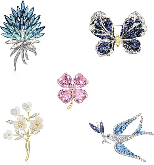 Brooch Set Gift Box for Women Rhinestone Zircon Animal Pin Christmas Birthday Holiday Gift for Wife Girlfriend Mother