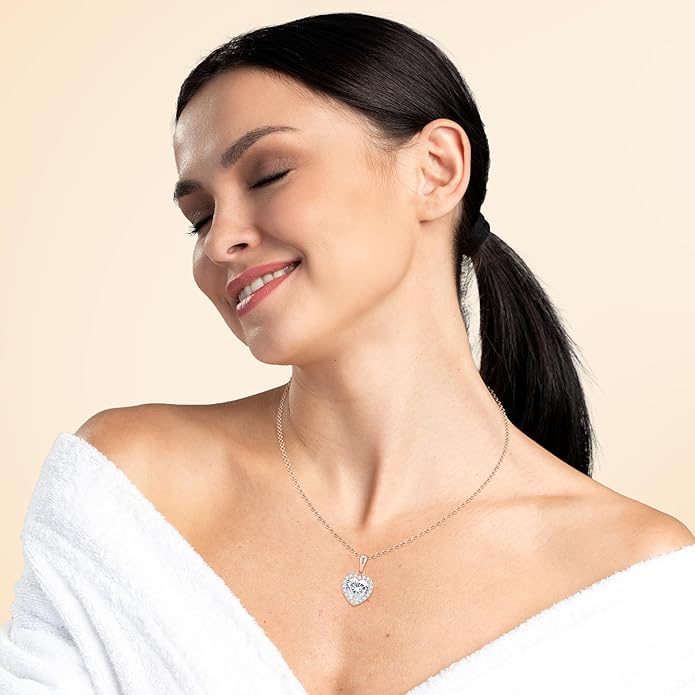 Moissanite Pendant Necklace, 2.3–3 Carat, Perfect Christmas, Holiday, Anniversary, Birthday Gift, Sparkling Jewelry Gift for Women, Hypoallergenic, Skin-friendly, 925 Sterling Silver
