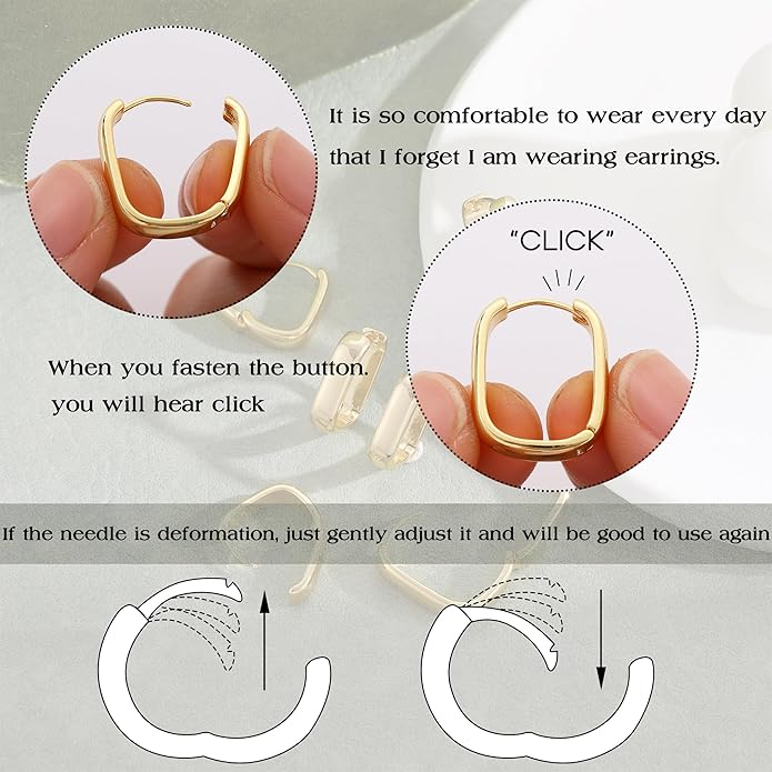 3Pairs Gold Hoop Earrings Set for Women, 14K Gold Plated Hypoallergenic Small Huggie Hoops Earrings for Women Trendy, Chunky Gold Earring Jewelry Gifts