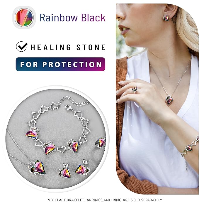 Leafael Necklaces for Women, Infinity Love Birthstone Heart Crystal Pendant, Birthday Jewelry Gifts for Her, Mom, and Wife, Silver Plated, 18 plus 2 inch Adjustable Chain