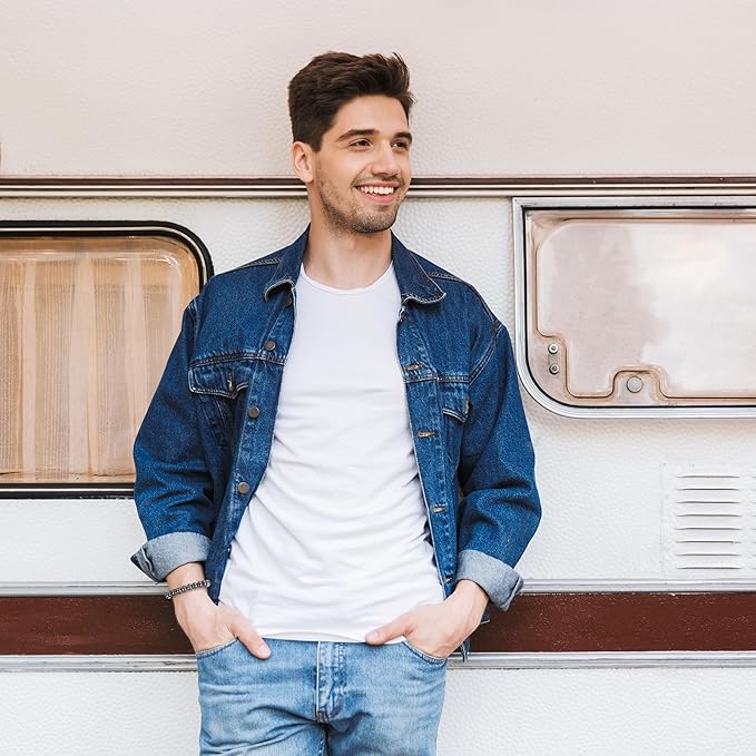 Seyaa Hematite Bracelet Natural Stone Beaded Stretch Bracelets Gifts for Men Bracelet