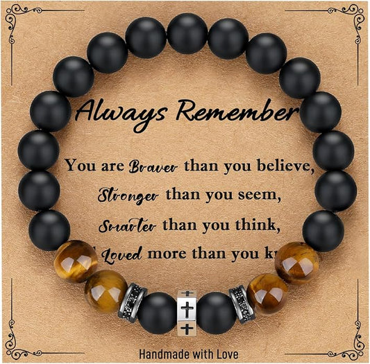 TONY & SANDY Cross Bracelet Men Cool Valentines Day Gifts for Him Teen Boys Son Grandson Nephew, Birthday Easter Christmas Gifts for Teen Boys Adults Men