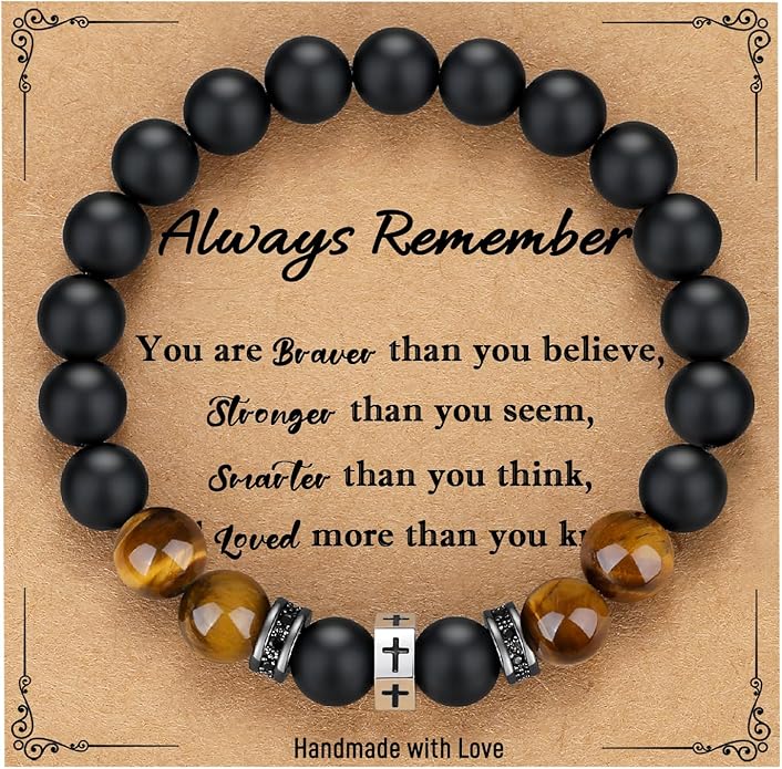 TONY & SANDY Cross Bracelet Men Cool Valentines Day Gifts for Him Teen Boys Son Grandson Nephew, Birthday Easter Christmas Gifts for Teen Boys Adults Men