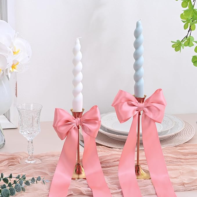 LEEQE Double Face Lt.Coral Satin Ribbon 1-1/2 inch X 50 Yards Polyester Lt.Coral Ribbon for Gift Wrapping Very Suitable for Weddings Party Hair Bow Invitation Decorations and More