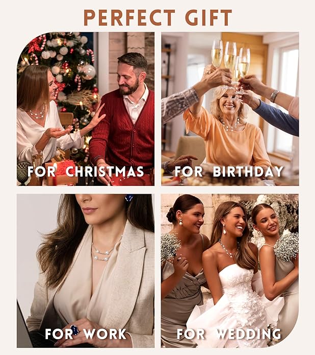 Gold Pearl Necklace for Women, Chunky 18K Gold Plated Layered Choker Chain - Double Layered Pearl Necklace, Trendy Gold Jewelry Birthday Gifts