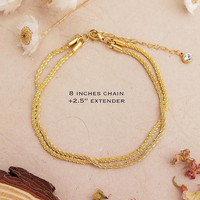 Jean Beau Gold Waterproof Ankle Bracelets for Women, Dainty Simple Non tarnish Foot Anklets Adjustable Summer Beach Jewelry Gifts