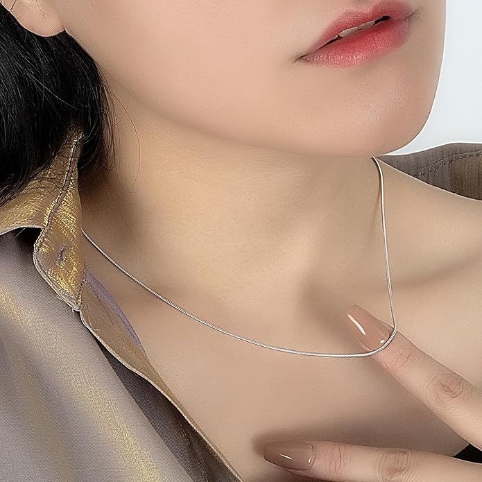 Women 925 Sterling Silver Magic Snake Chain Necklace- Men 1.2MM Solid Snake Chain Flexible Choker 16"-30" Italian Silver 24K Gold Over Jewelry