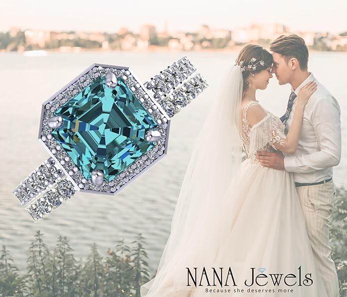 NANA Jewels Sterling Silver Engagement Rings for Women - Choose Simulated Morganite, Citrine, Aquamarine & More