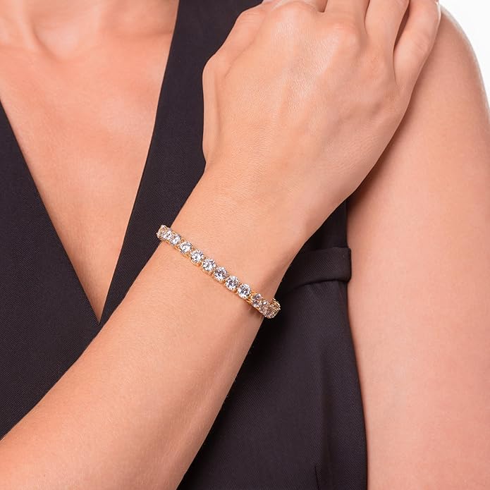 Amazon Essentials Plated Sterling Silver Round Cut Cubic Zirconia Tennis Bracelet