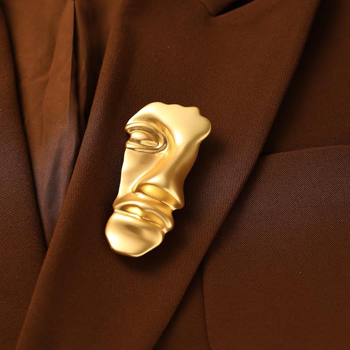 Figure Face Mask Brooch - Vintage Minimalist Metal Brooches Women Men