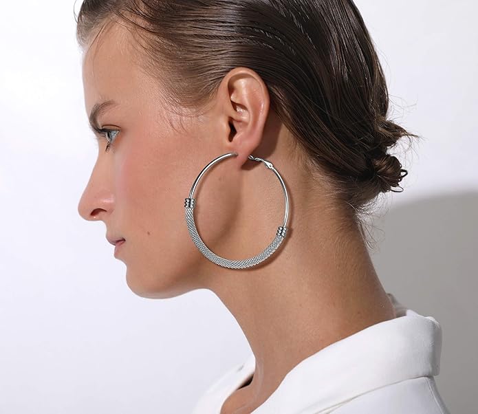 PROSTEEL 30/40/60/80/100mm Chunky Hoop Earrings For Women Gold Plated/Black Stainless Steel Hoops Earrings Statement Jewelry