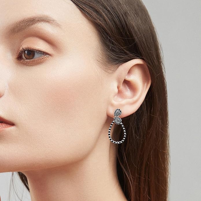 Moissanite Hoop Earrings for Women, S925 Sterling Silver, 18K White Gold Plated, D Color VVS1