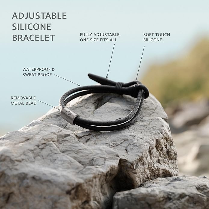 Rowdy Parrot The Driftwood FlexTech Adjustable Silicone Rope Bracelet: Waterproof, Sweatproof, Sunproof, Minimalist Surf, Golf Jewelry for Men - One Size Fits All