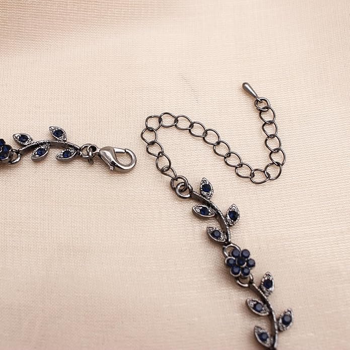 Austrian Crystal Rhinestone Choker Necklace Dangle Earring Link Bracelet Jewelry Set for Brides Bridesmaid Prom Costume Accessories for Women