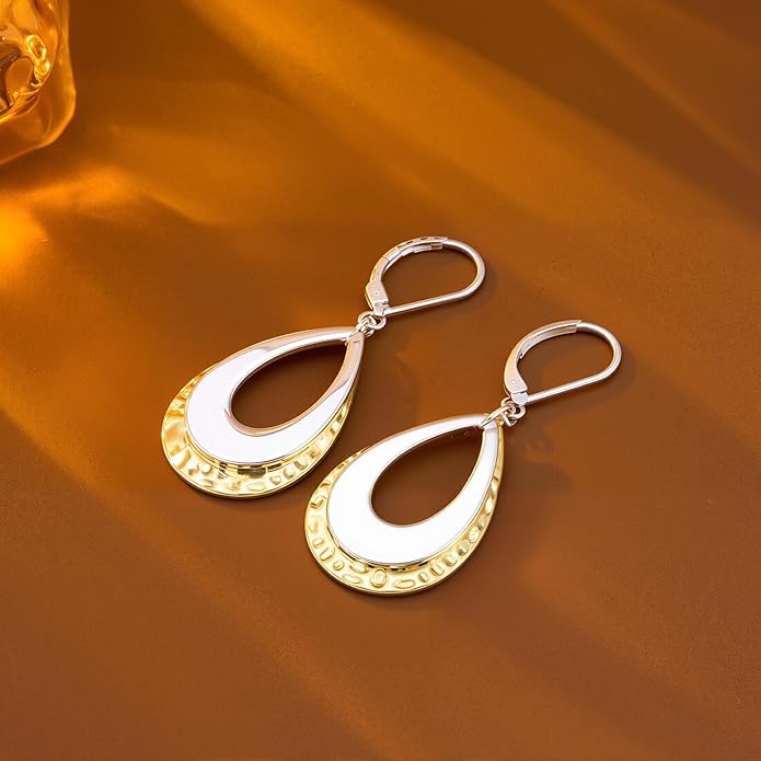 925 Sterling Silver Teardrop Dangle Earrings for Women Hammered Layer Drop Dangle Earrings Jewelry Hypoallergenic Boho Teardrop Leverback Dangle Earings for Jewelry Gifts