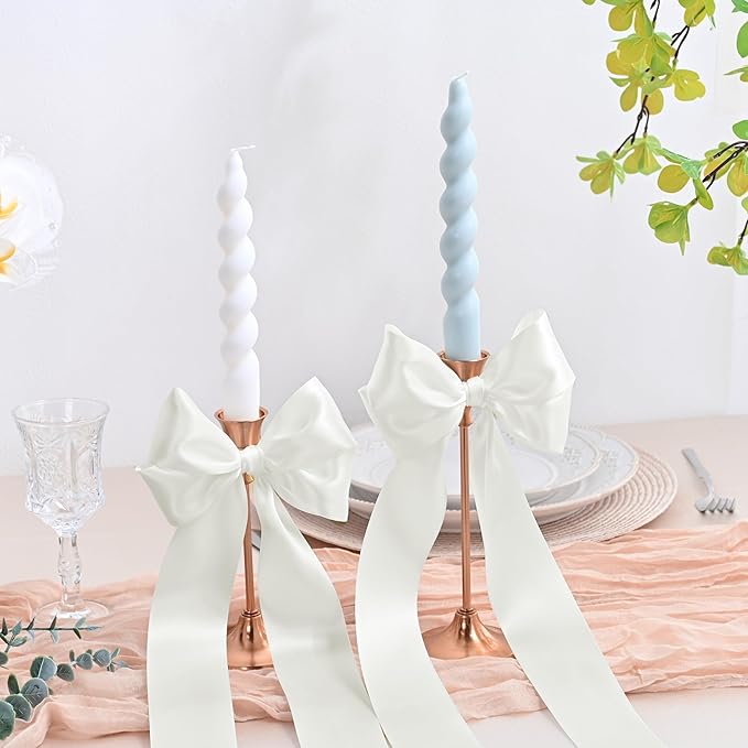 LEEQE Double Face Off White Satin Ribbon 1-1/2 inch X 25 Yards Polyester Off White Ribbon for Gift Wrapping Very Suitable for Weddings Party Hair Bow Invitation Decorations and More