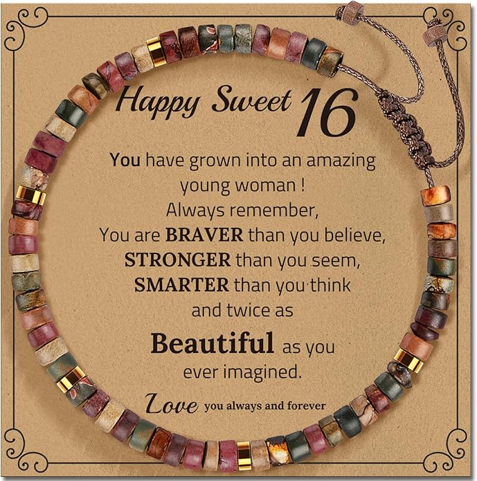 30th 40th 50th 60th 70th 80th Birthday Gifts for Women, Natural Stone Bracelet Birthday Gifts for Mom Daughter Grandma Sister Friends Coworker