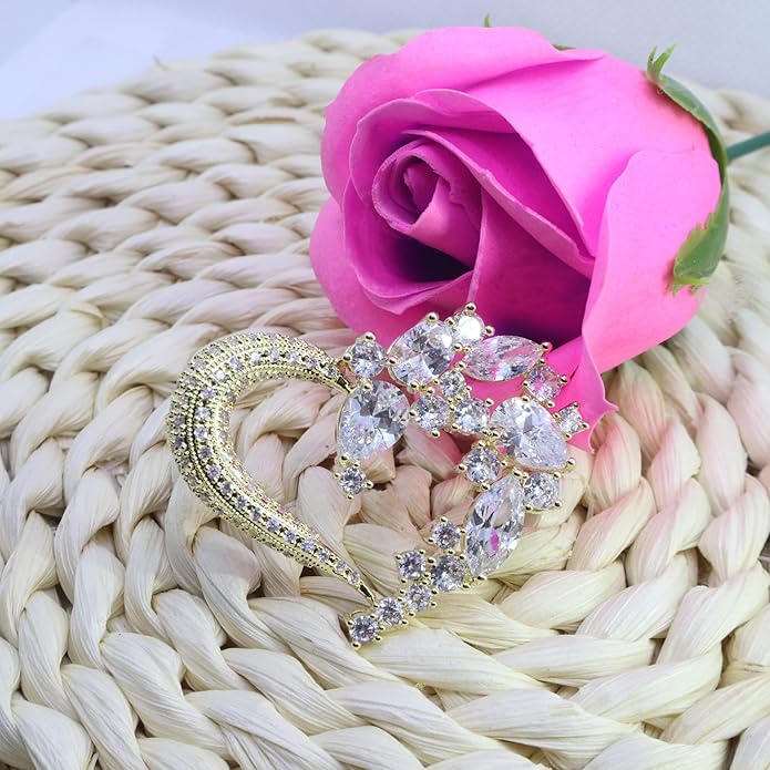 Brooch Pins for Women Girls Fashion Flower Crystal Rhinestone Pearl Jewelry