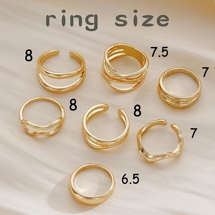 FAXHION Gold Knuckle Rings Set for Women Snake Chain Stacking Ring Vintage BOHO Midi Rings SIze Mixed
