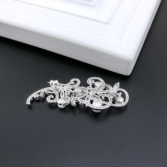 YOQUCOL Cubic Zirconia Crystal Rhinestone Wedding Brooch Pin for Women Brides Jewelry