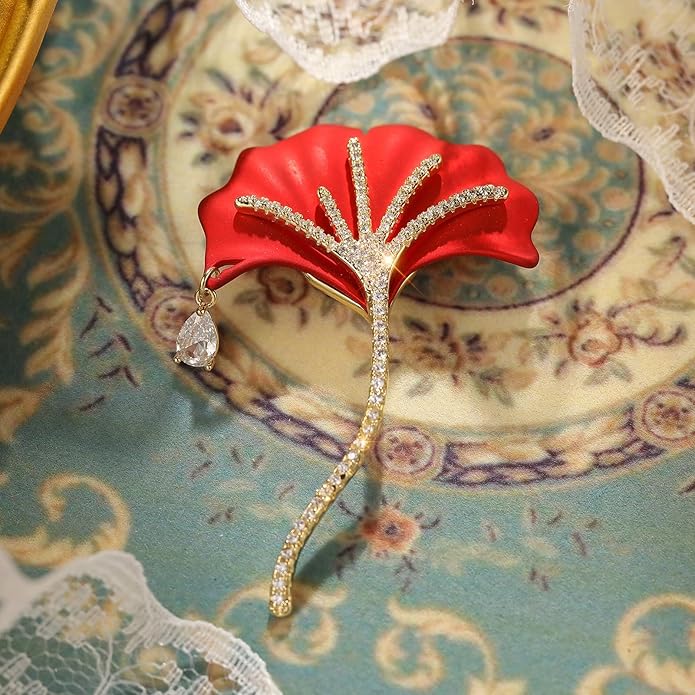 AILONMEI Red Rose Flower Brooches and Pins for Women Costume Jewelry Brooch Pins Broches Jewelry for Women Elegant Lady Pin