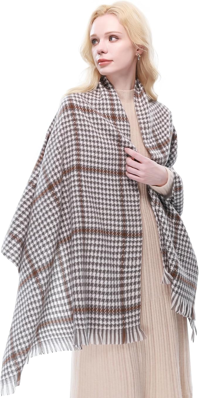 RIIQIICHY Plaid Scarf for Women Fall Winter Pashmina Scarves Wraps for Cold Weather Warm Large