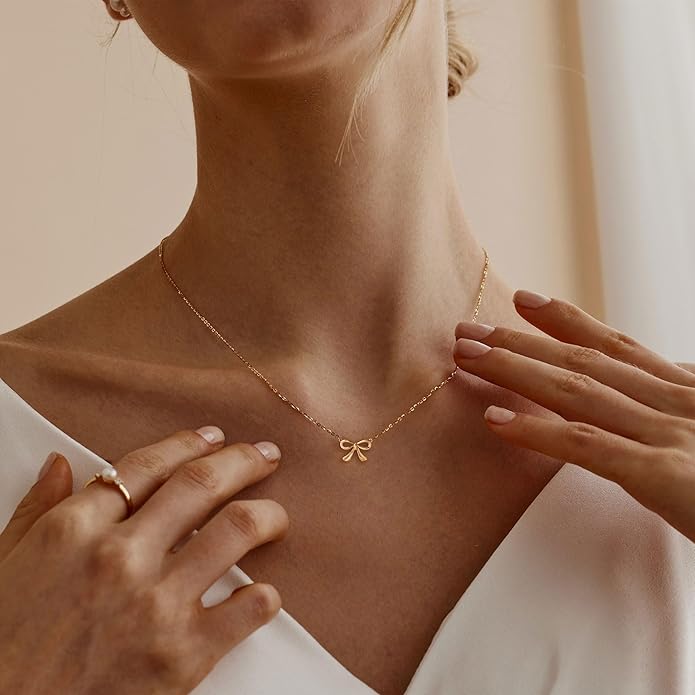 Gold Necklace for Women-14K Gold Plated Bow,Dragon,Shell, Palm Tree, Seahorse, Conch Shell,Sardines, Cowboy Boot,Bat,Bunny Pendant Beachy Jewelry for Women Gifts