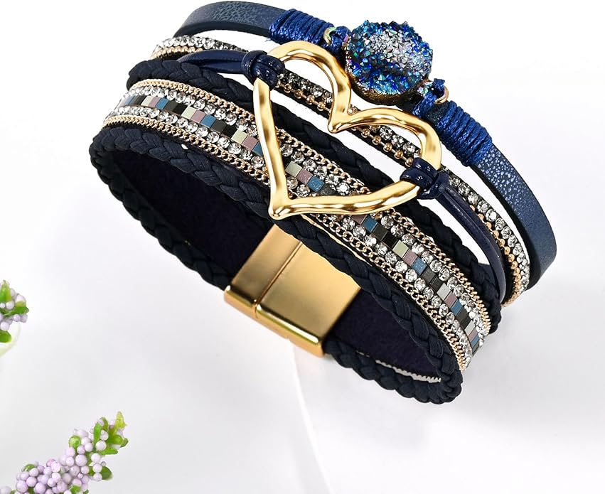 VIBILIA Boho Leather Wrap Bracelets for Women Multi-Layer Bracelets with Strong Clasp Jewelry for Women