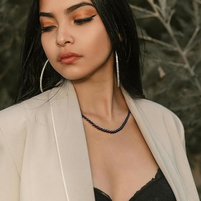 Natural Pearls Choker Necklace for Women Freshwater Baroque Pearl Strand Necklace Chain Cultured Baroque Pearl 18K Gold Plated & S925 Sterling Silver Clasp Choker