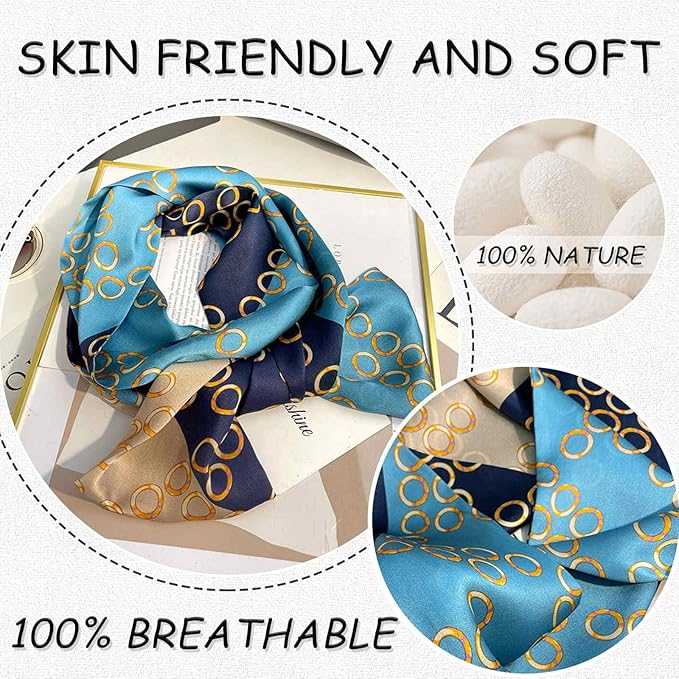 Dailyacc Hair Scarf for Women Fashion Silky Satin Headscarf Wrap Breathable Lightweight Neck Scarves For Handbag