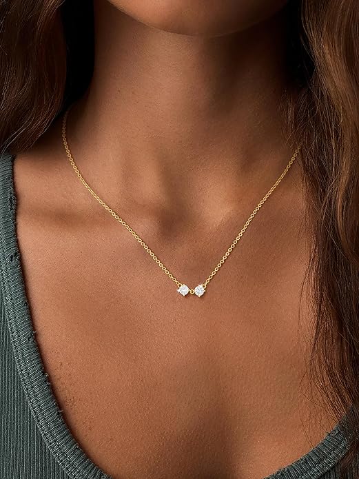 Cubic Zirconia Necklace, Dainty 14k Gold Plated Diamond Necklaces For Women Choker Necklace Simple Gold Plated CZ Jewelry Necklaces for Women Trendy Gifts