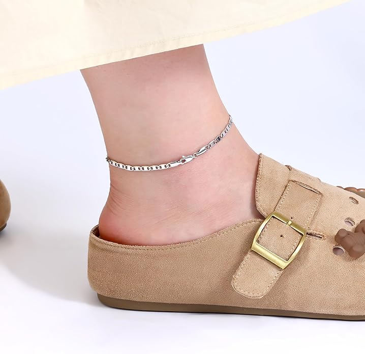 Gacimy 3.5mm Mariner Anklets for Women, 18K Gold Plated/Silver Tone Women’s Anklet, 9/10/11 Inches