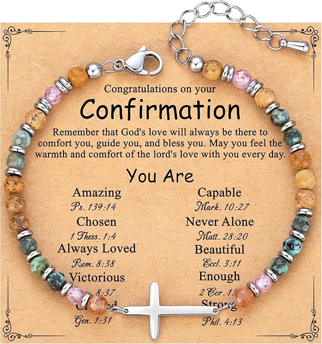 TONY & SANDY Christian Cross Bracelet for Women, Stocking Stuffers for Women, Confirmation Baptism Easter Gifts, Unique Gift for Friends Daughter Mom Sister in Christ on Birthday Christmas