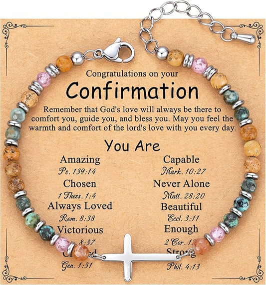 TONY & SANDY Christian Cross Bracelet for Women, Stocking Stuffers for Women, Confirmation Baptism Easter Gifts, Unique Gift for Friends Daughter Mom Sister in Christ on Birthday Christmas