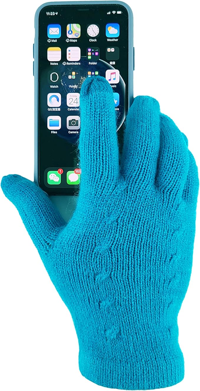 BRUCERIVER Women's Ultra Soft Knit Scarf & Glove Set Touchscreen Function Cable Design